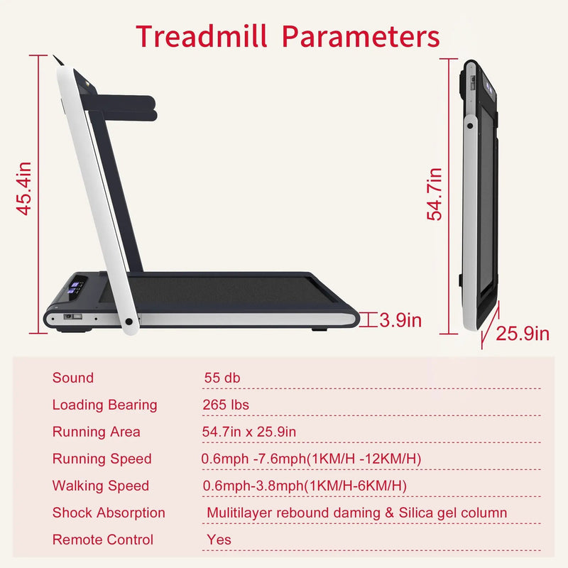2 in 1 Under Desk Treadmill 2.5HP Folding Electric Machine by HouseOfZazla