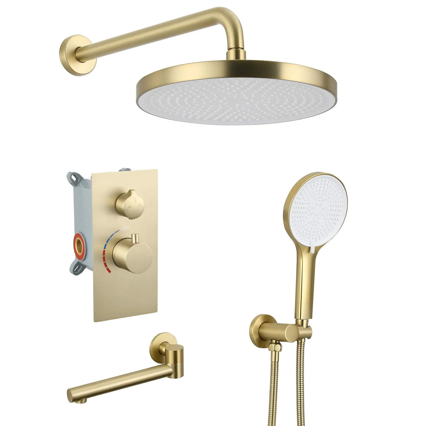 10" Shower System Set With Control Valve And Overhead Shower by HouseOfZazla