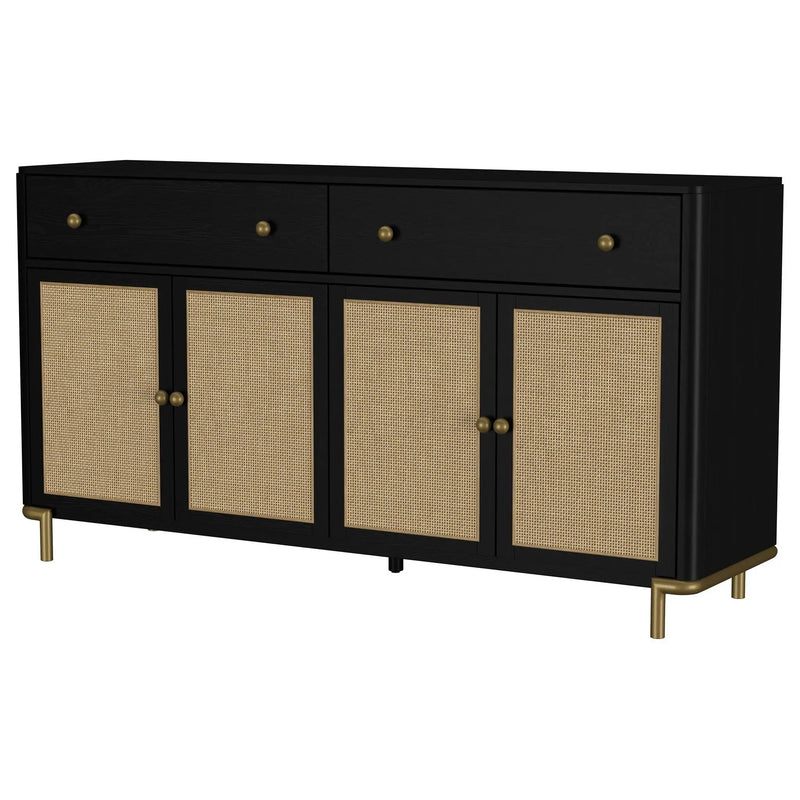Arini 2-drawer Cane Door Dining Sideboard Server Black by Unique Piece Furniture