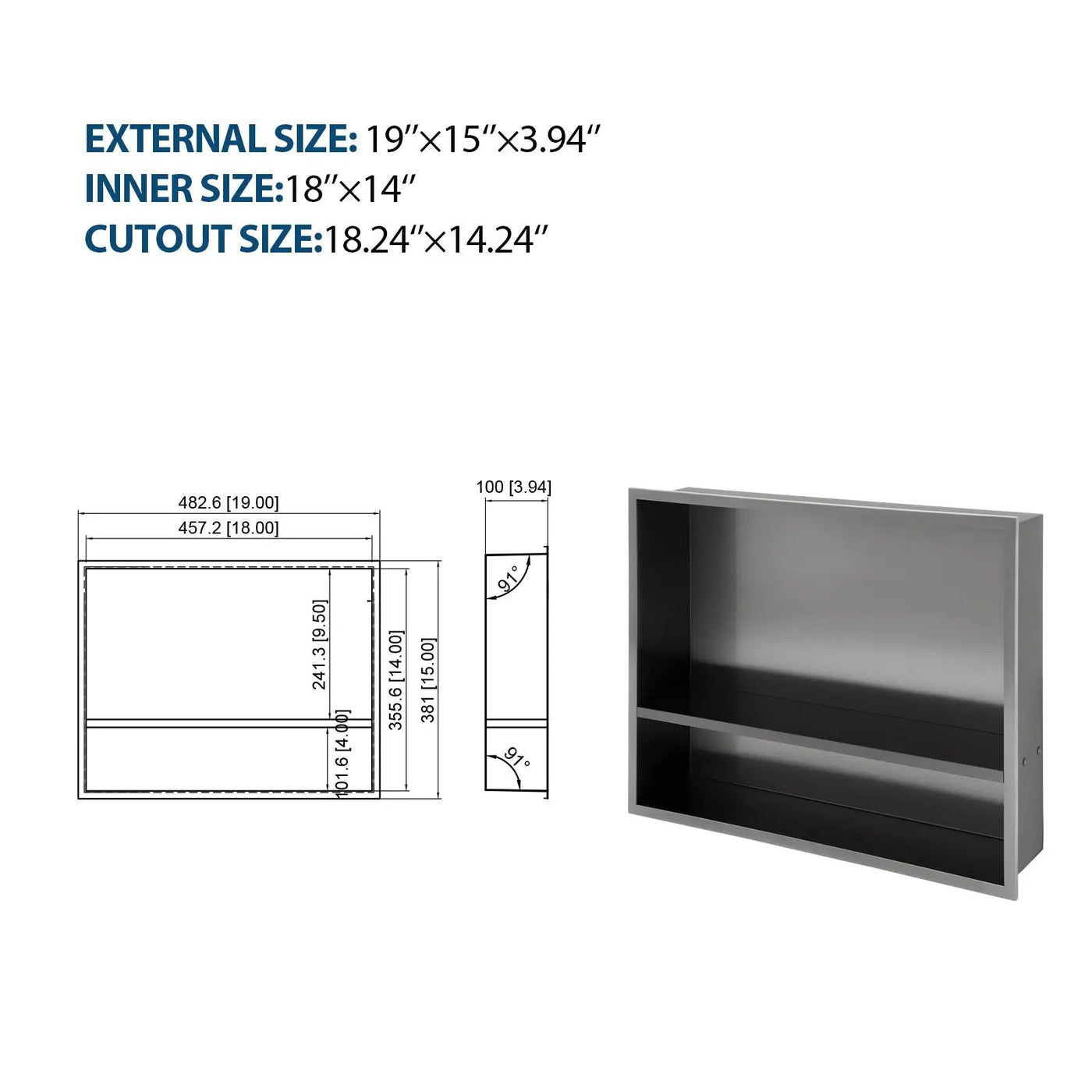 Modern Stainless Steel Shower Niche Double Shelf For Bathroom by HouseOfZazla