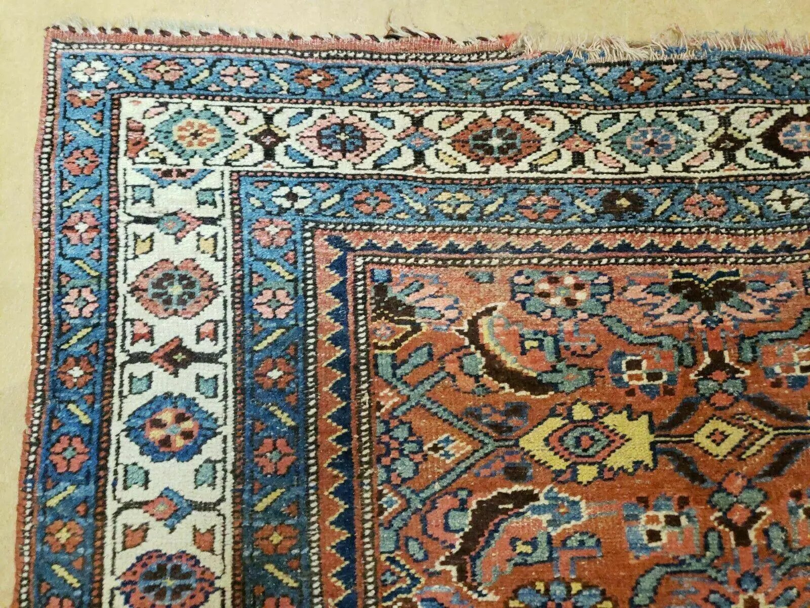 3' 8" X 11' Antique Handmade Turkish Wool Rug Veg Dye Runner Nice Rusted Red by Jewel Rugs