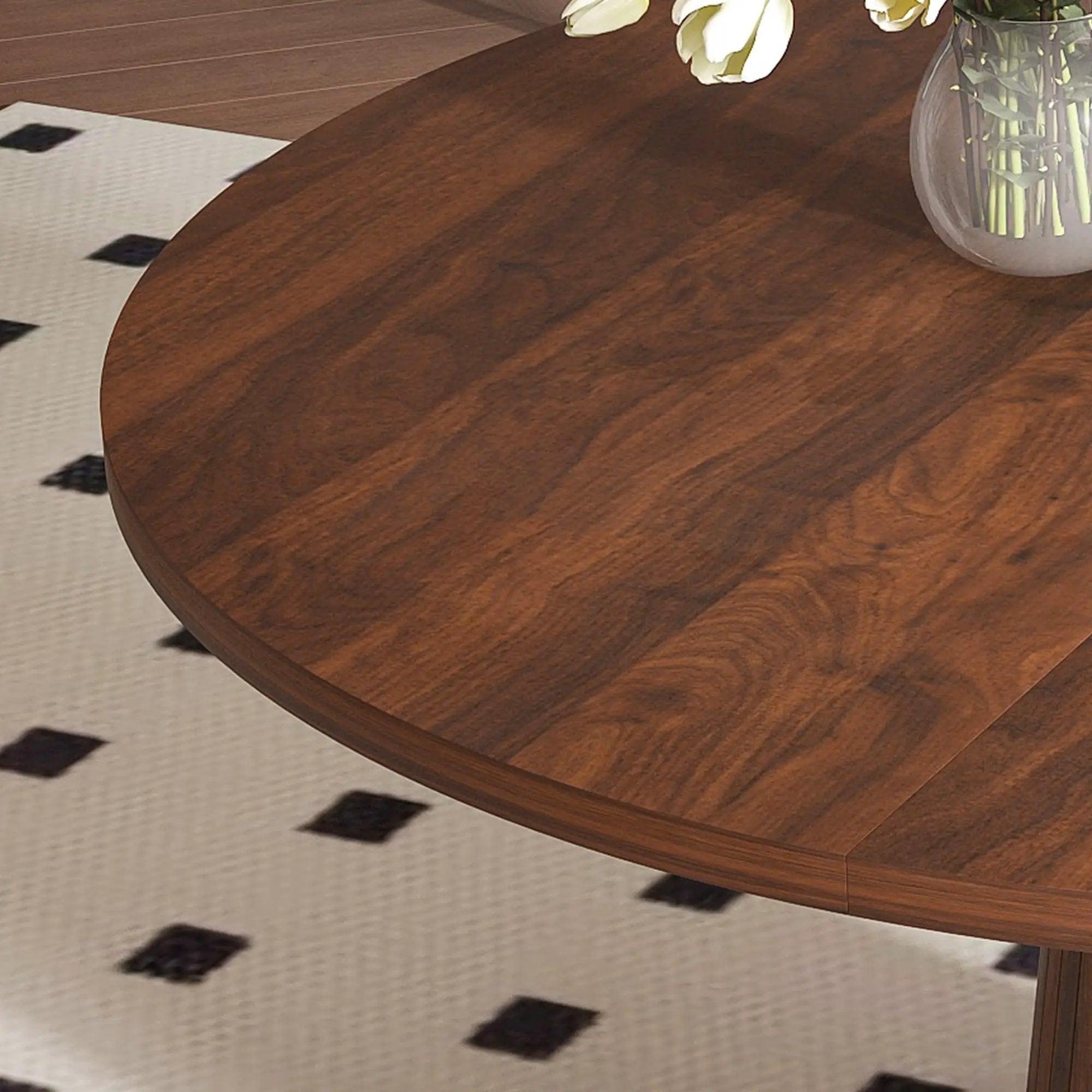 47 Inch Round MDF Dining Table for 4, Modern Farmhouse Style by HouseOfZazla