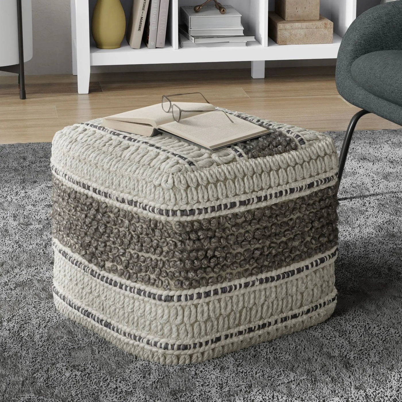 Grady - Handcrafted Square Pouf by HouseOfZazla