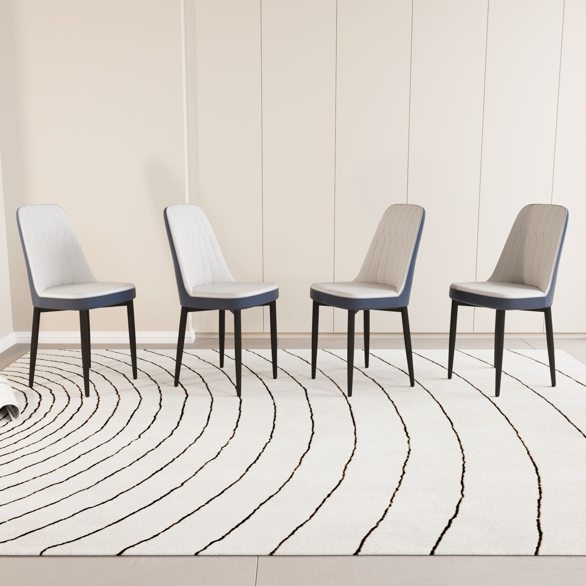 Modern Dining Chair With Cushions And Metal Legs by Unique Piece Furniture