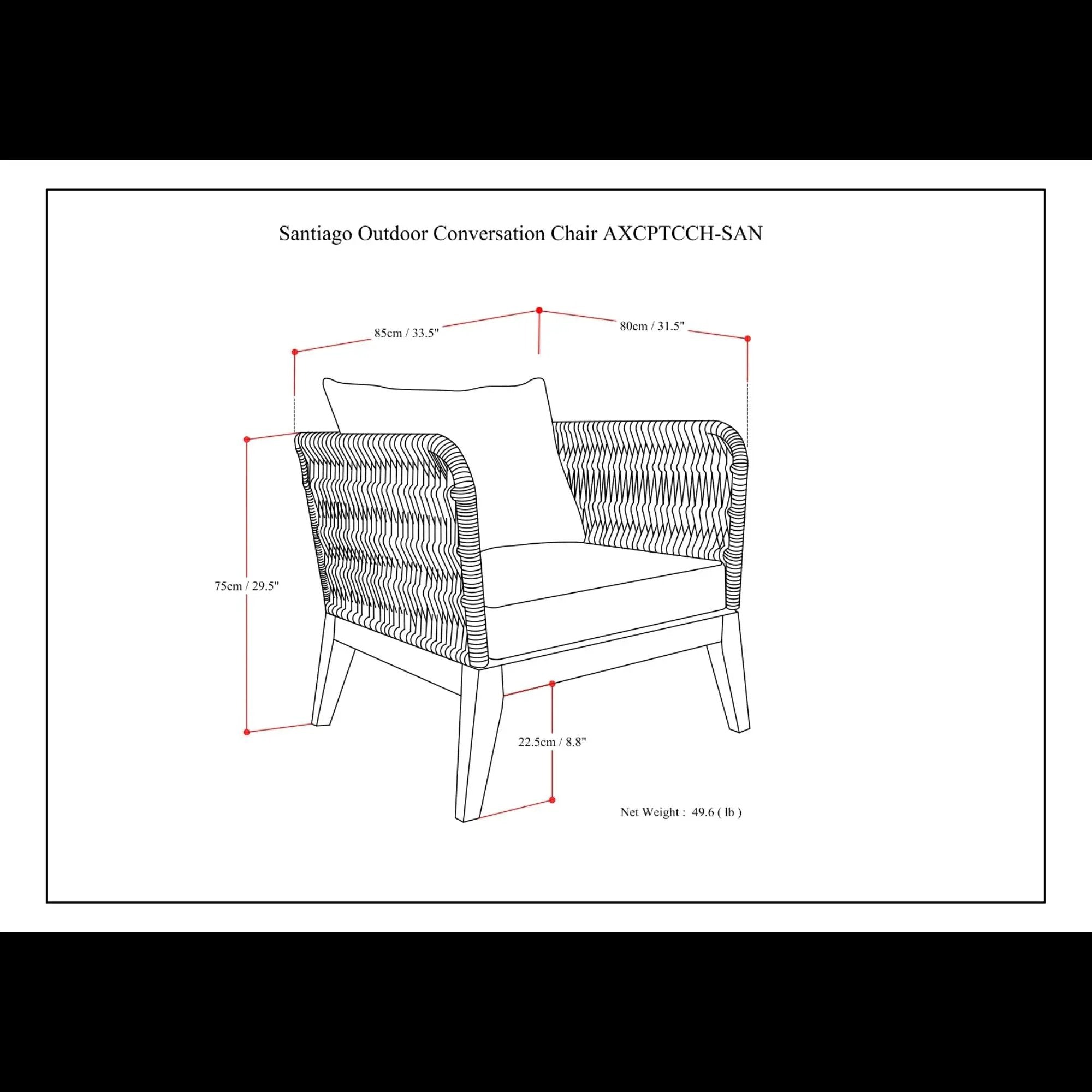 Santiago - Outdoor Conversation Chair - Slate Gray by HouseOfZazla