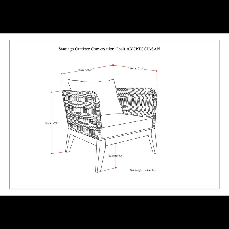 Santiago - Outdoor Conversation Chair - Slate Gray by HouseOfZazla