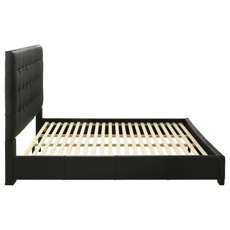 Medley Genuine Leather Eastern King Platform Bed Black by Unique Piece Furniture