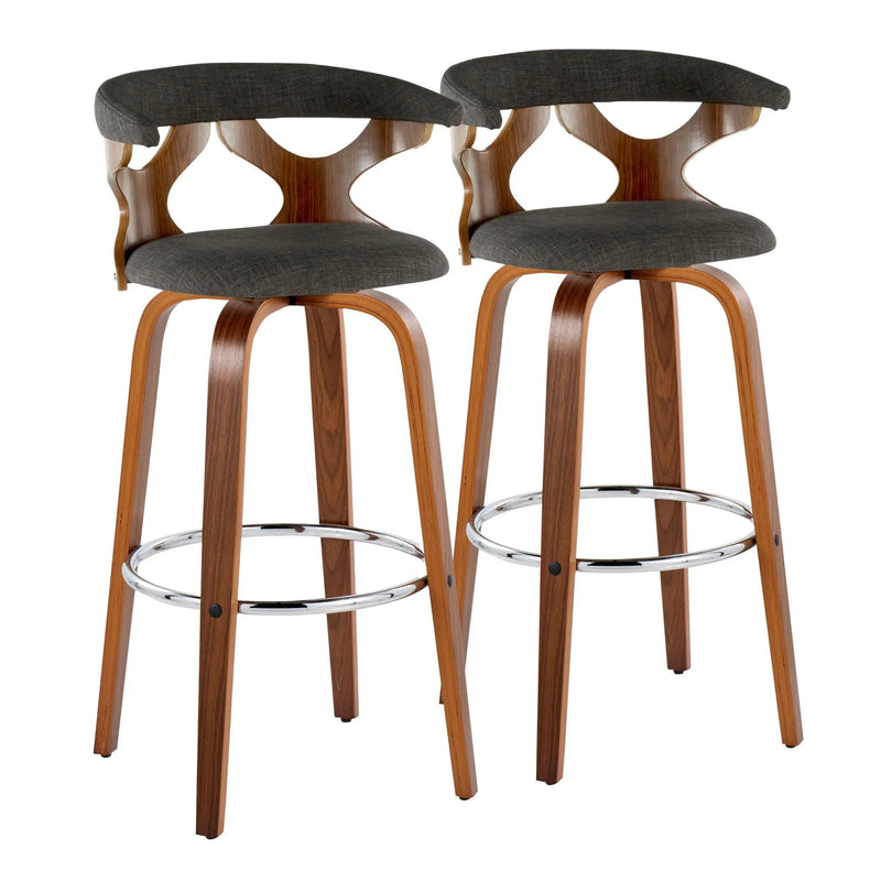 Gardenia - Mid Century Modern Fixed Height Barstool With Swivel With Round Footrest (Set of 2) by Unique Piece Furniture