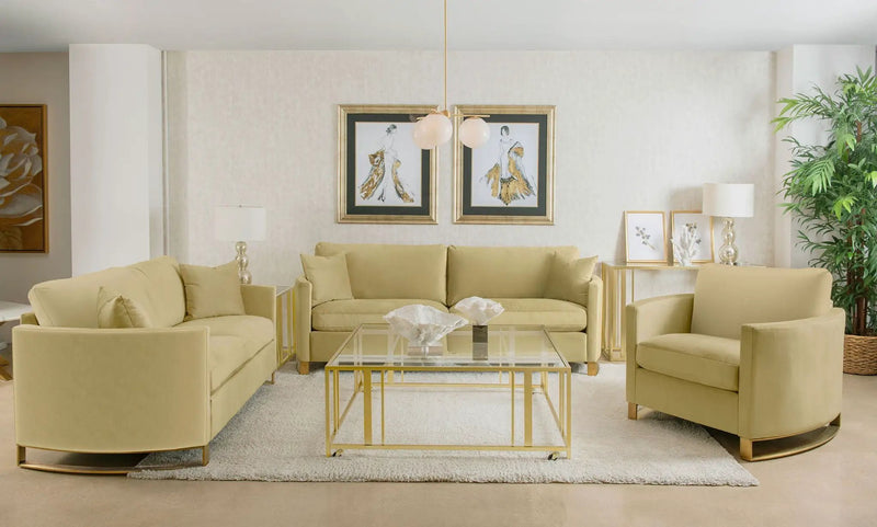 Corliss 3-piece Velvet Upholstered Sofa Set Camel by Unique Piece Furniture