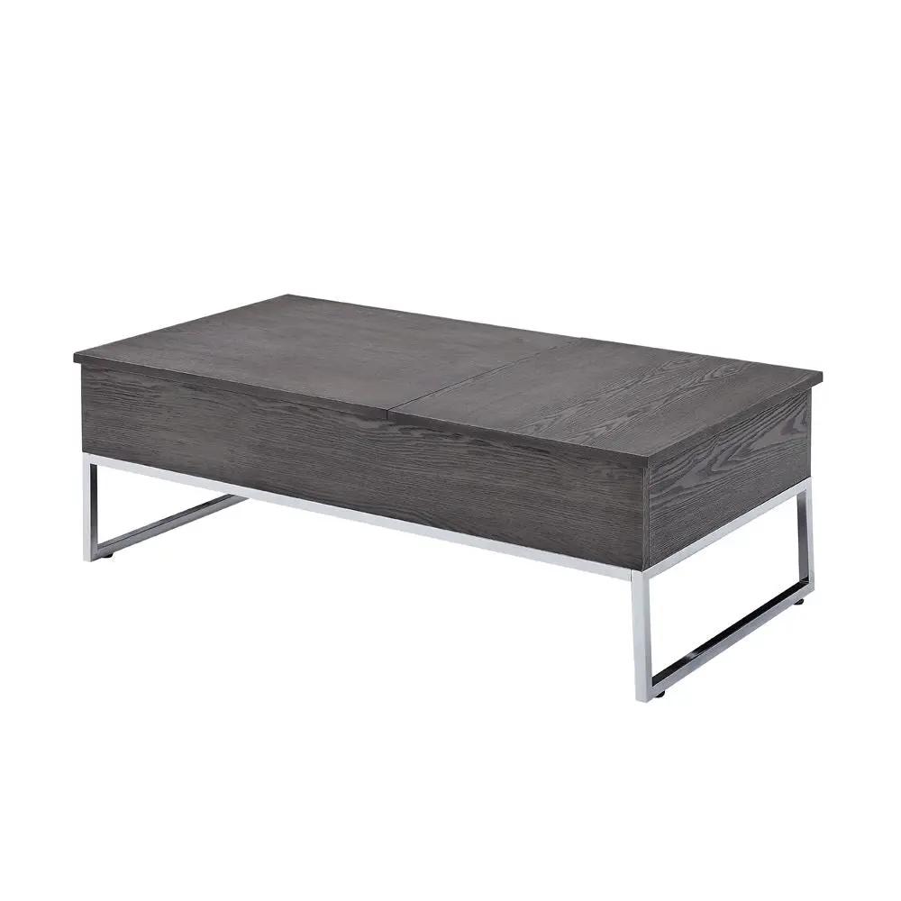 Iban - Coffee Table With Lift Top - Gray Oak & Chrome by Unique Piece Furniture