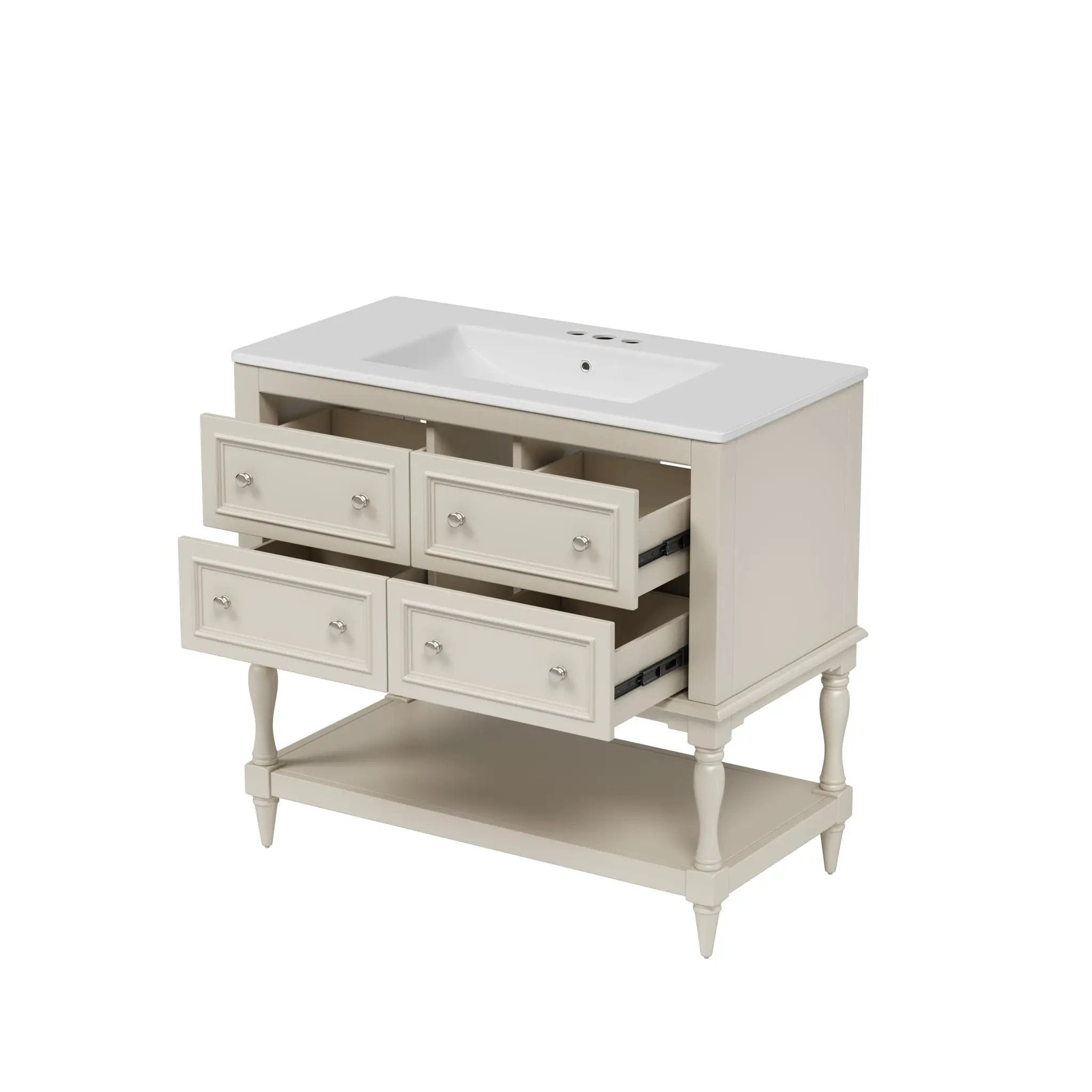 Bathroom Vanity Cabinet With Undermount Sink, 4 Drawer Set by Unique Piece Furniture