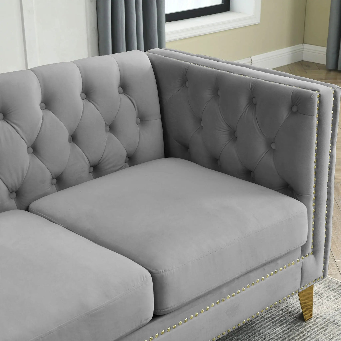 L-Shaped Corner Sofa, 5 Seater Sectional With Tufted Design by HouseOfZazla