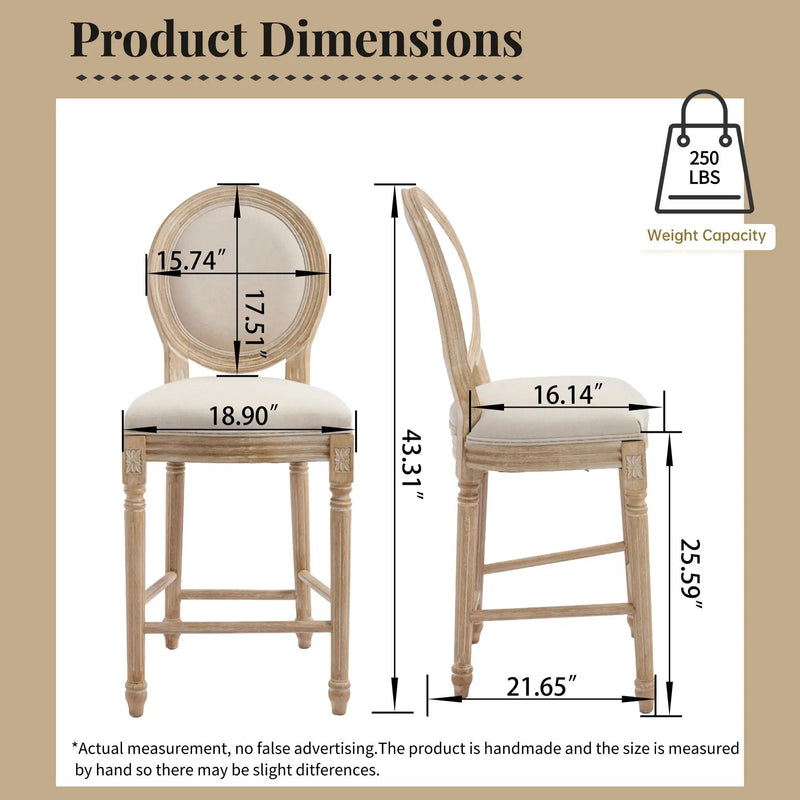 French Country 26'' Height Bar Chairs Set of 2 by HouseOfZazla