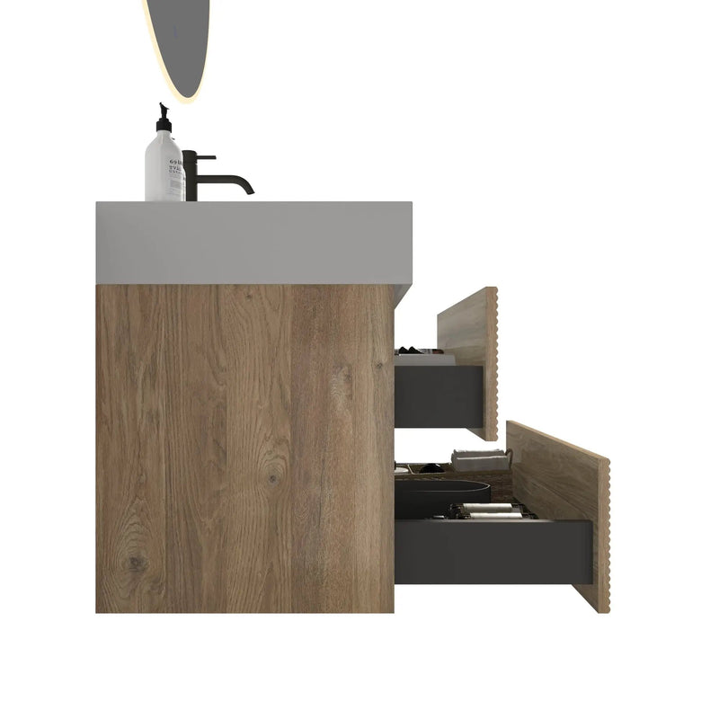 Grace 30 Rough Oak Wall-Mounted Bathroom Vanity by HouseOfZazla