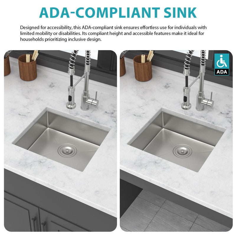 Modern Undermount Stainless Steel Kitchen Sink 16 Gauge, Deep Single Bowl by HouseOfZazla