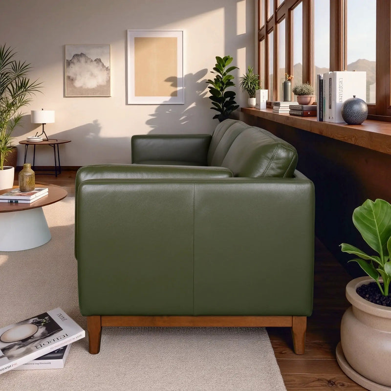 Raleigh Sustainable Wood 3-Seater Top Grain Genuine Leather Sofa by HouseOfZazla
