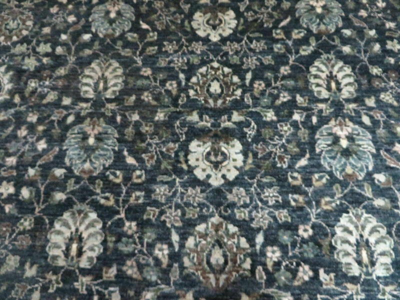 5' 6" X 8' Vintage Handmade Pakistani Floral Oriental Wool Rug Black Dark Grey by Jewel Rugs