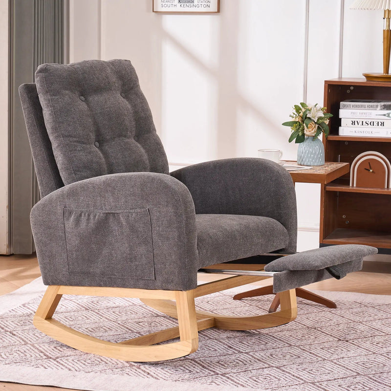 Accent Rocking Chair With Footrest, High Back by Unique Piece Furniture