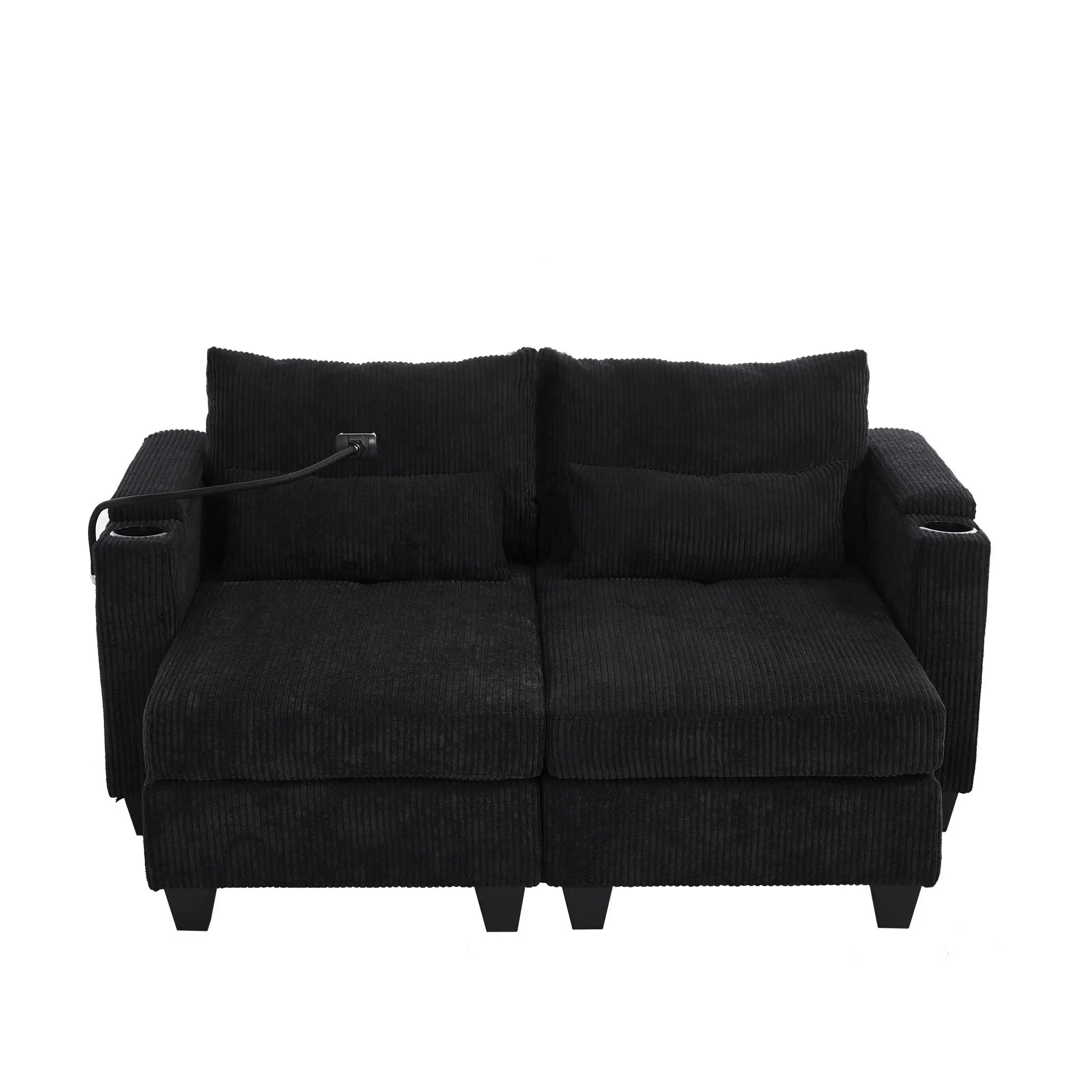 Convertible Chaise Lounge Sofa Chair With USB Ports, Cup Holders, Phone Holder And Storage by HouseOfZazla