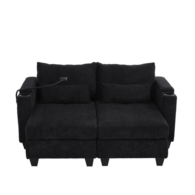 Convertible Chaise Lounge Sofa Chair With USB Ports, Cup Holders, Phone Holder And Storage by HouseOfZazla