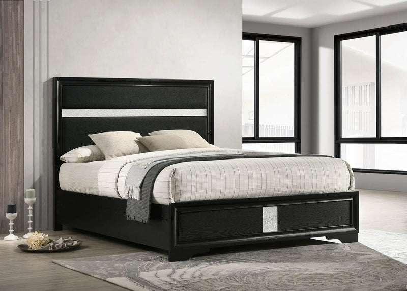 Miranda 54-inch Upholstered Queen Panel Bed Black by Unique Piece Furniture