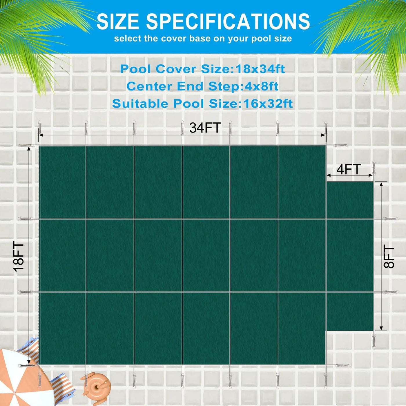16 x 32 Ft High Strength Pool Safety Cover for Inground Pools by HouseOfZazla