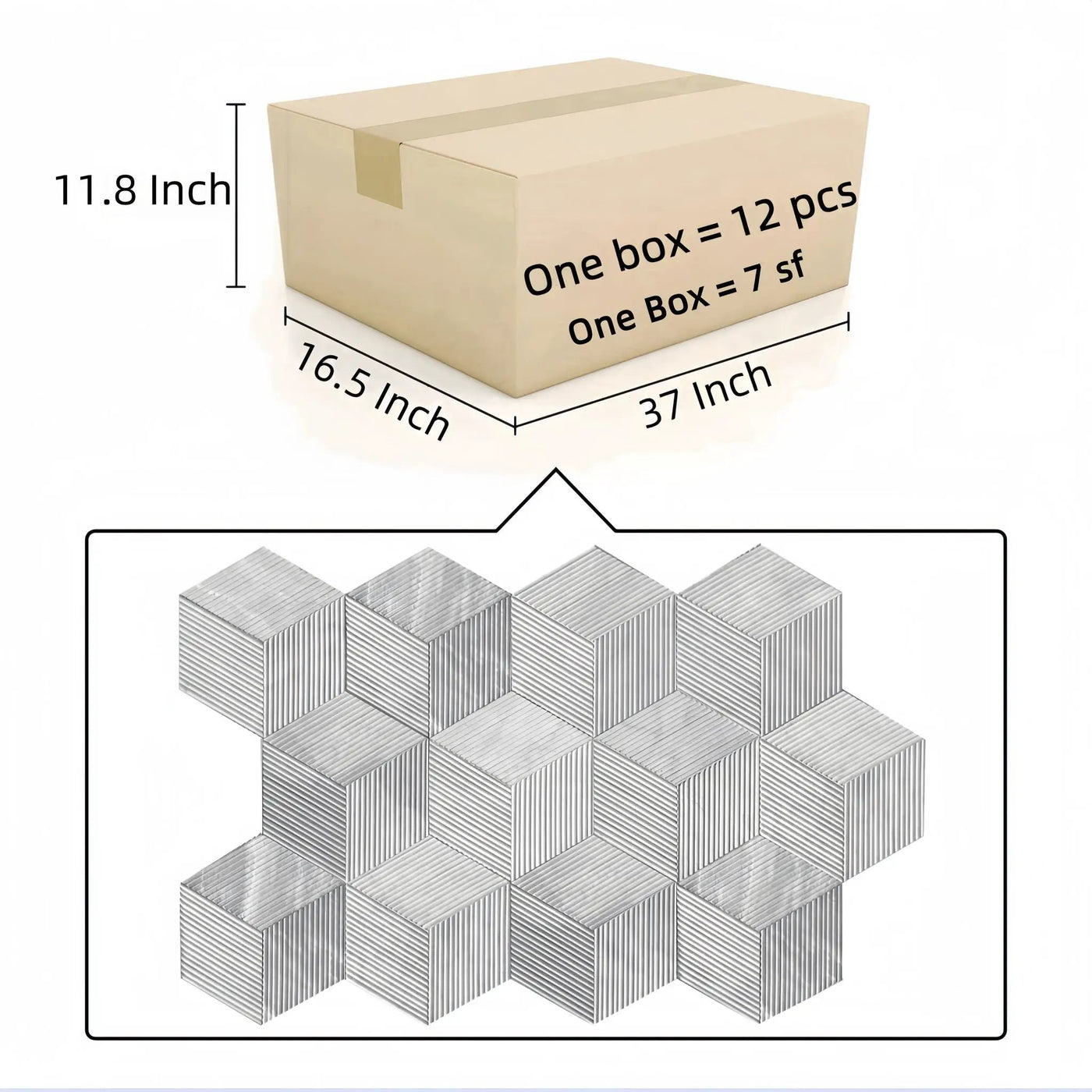 Hexagon Natural Stone Marble Tile, 3D Fluted (Set of 12) by HouseOfZazla