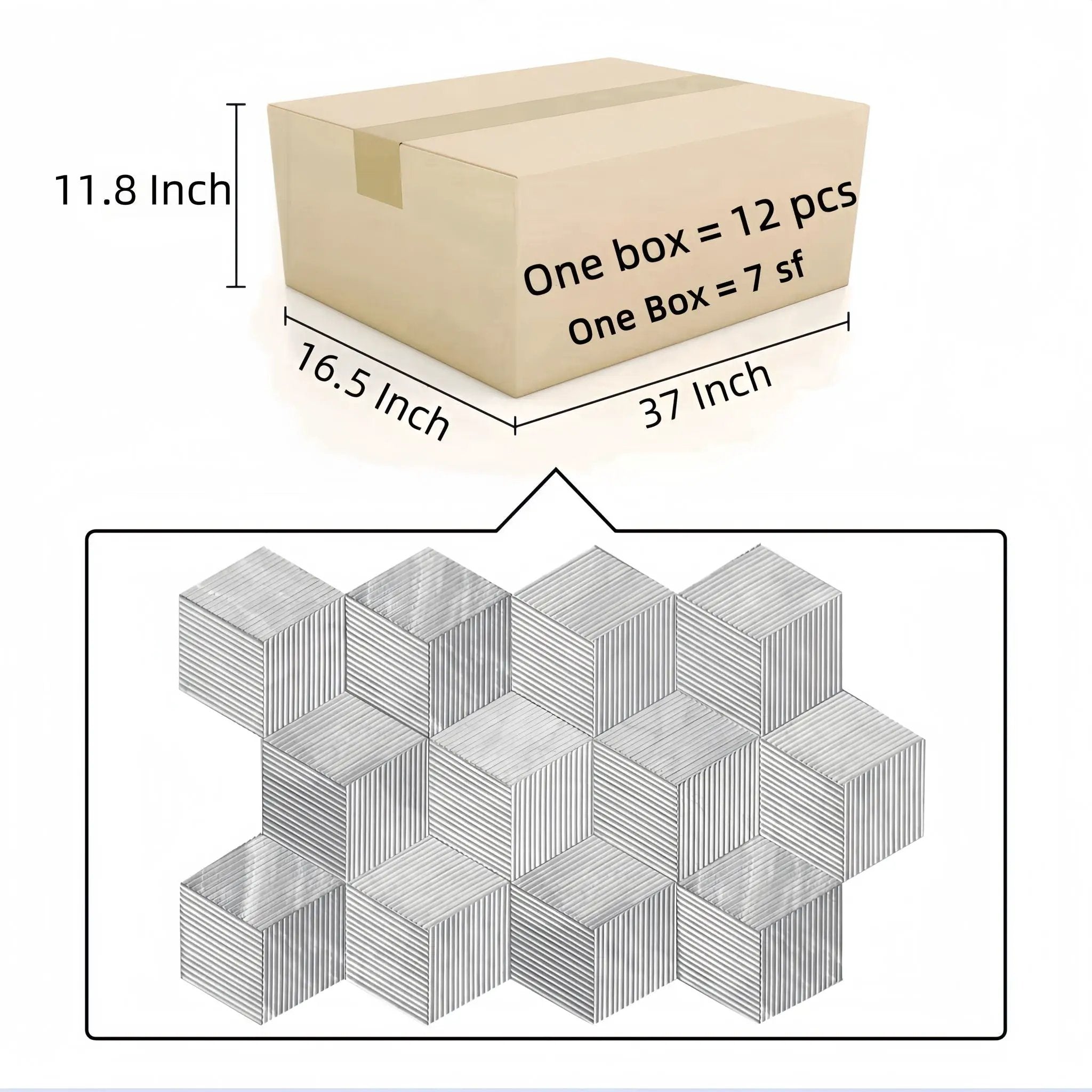 Hexagon Natural Stone Marble Tile, 3D Fluted (Set of 12) by HouseOfZazla