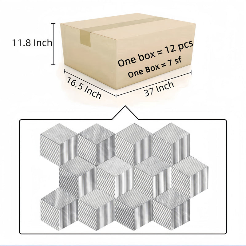 Hexagon Natural Stone Marble Tile, 3D Fluted (Set of 12) by HouseOfZazla