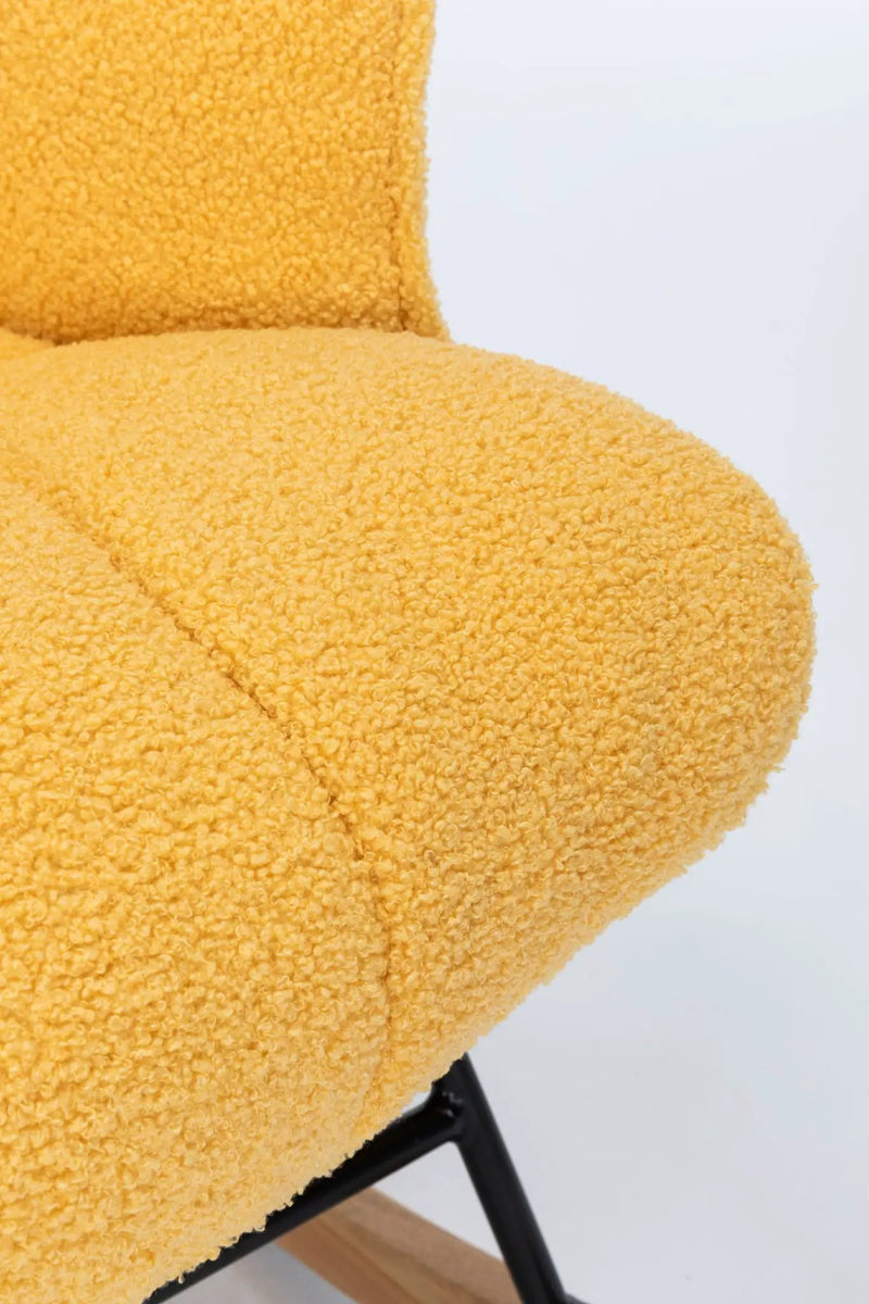 Rocking Chair Nursery, Teddy Upholstered Glider Rocker With High Backrest, Reading Chair Modern Rocking Accent Chairs Glider Recliner For Living Room - Yellow by HouseOfZazla