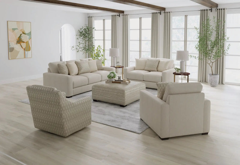 Hyde Park - Fabric Cocktail Ottoman - Beige by Unique Piece Furniture