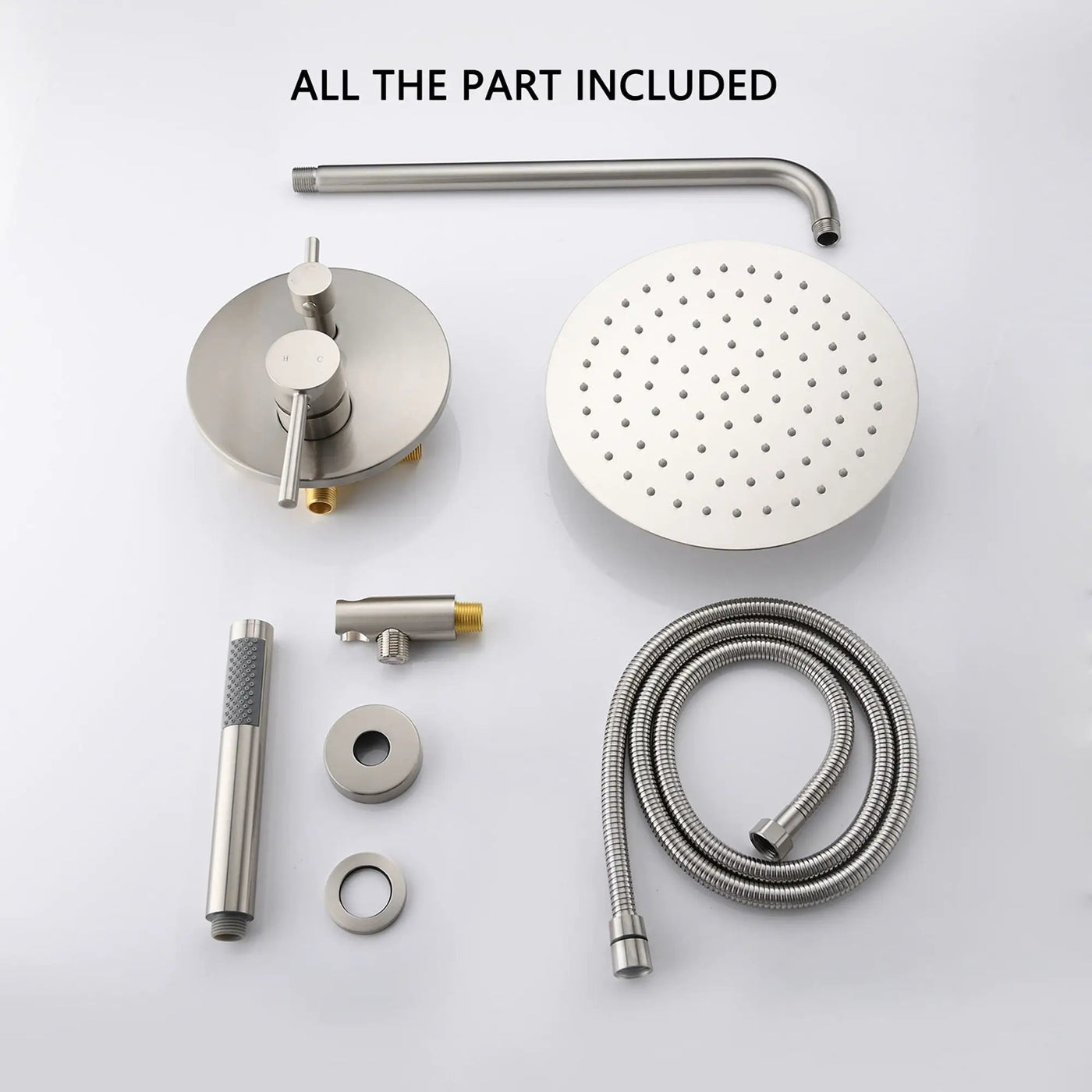 Elegant 10" Round Rain Shower Head And Handheld Set With Adjustable Tilt And Dual Modes by HouseOfZazla