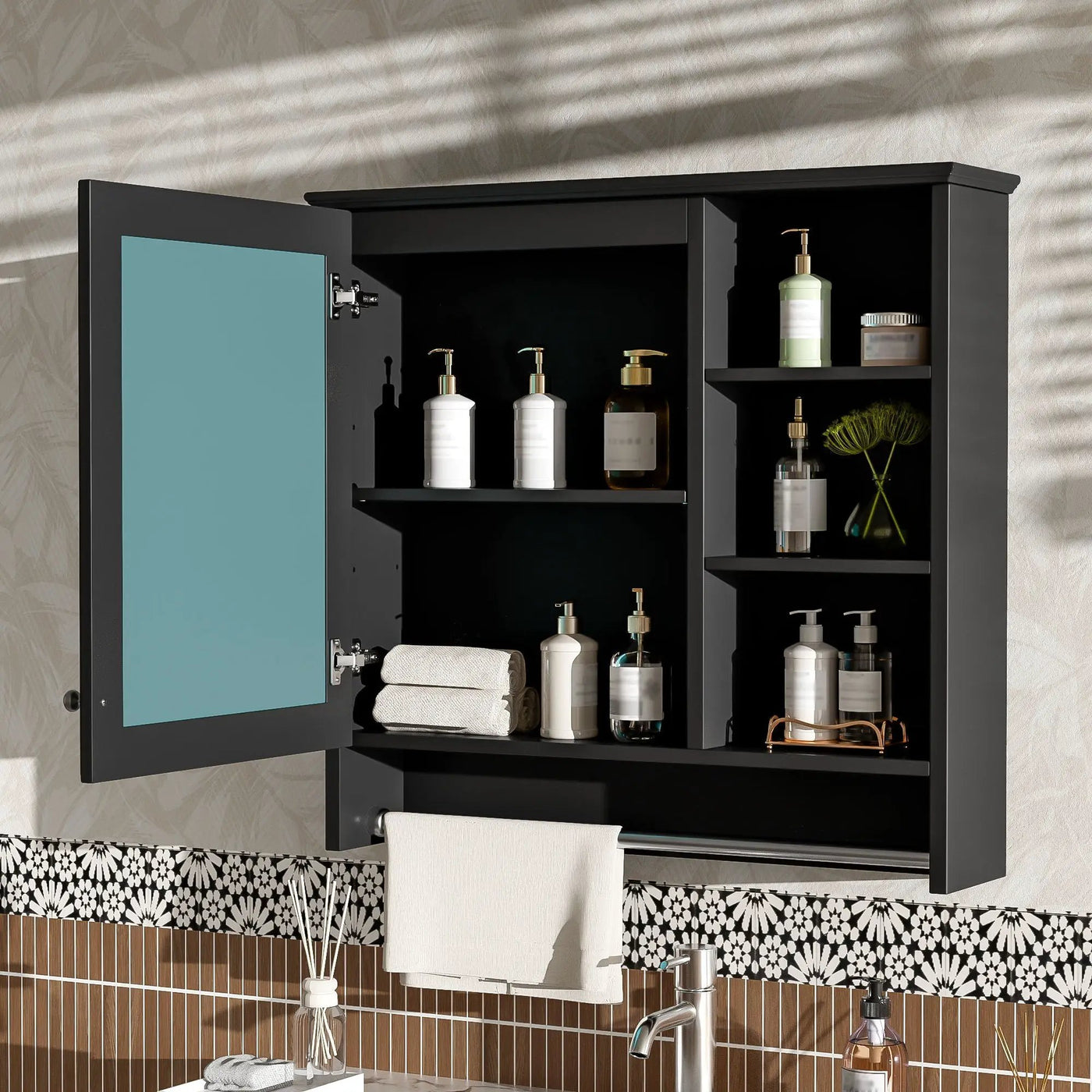 Wall Mount 2 In 1 Mirror Cabinet With Adjustable Shelf, Soft-Closing Hinges by HouseOfZazla
