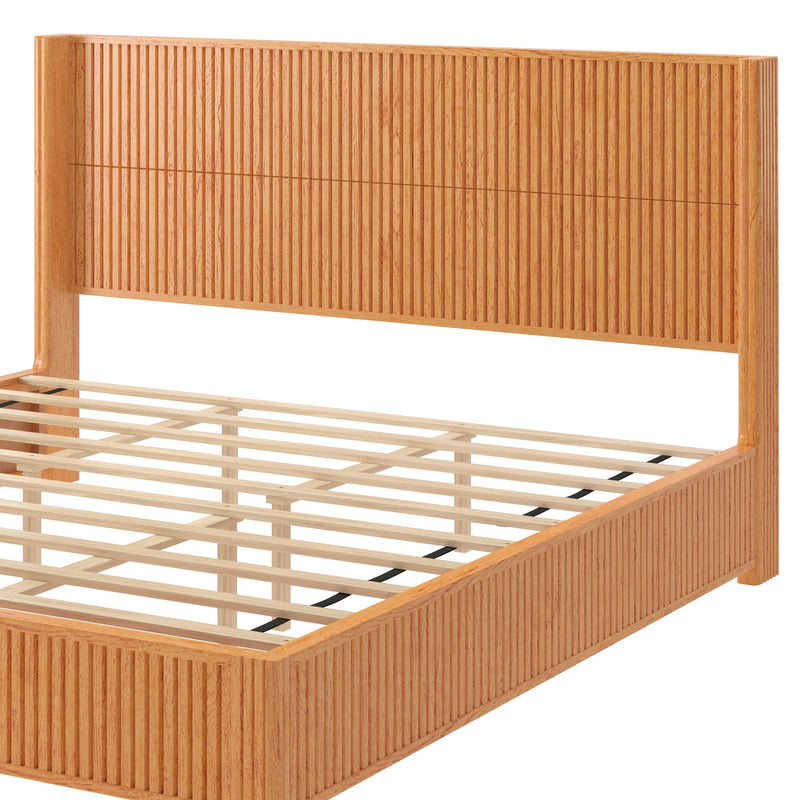 Platform Bed Frame With Headboard, Floor Standing Design by HouseOfZazla