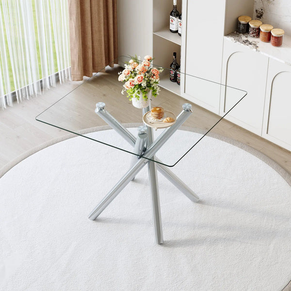 Modern Electroplated Metal Leg Bar Table with Tempered Glass Top, photo 2 of 10