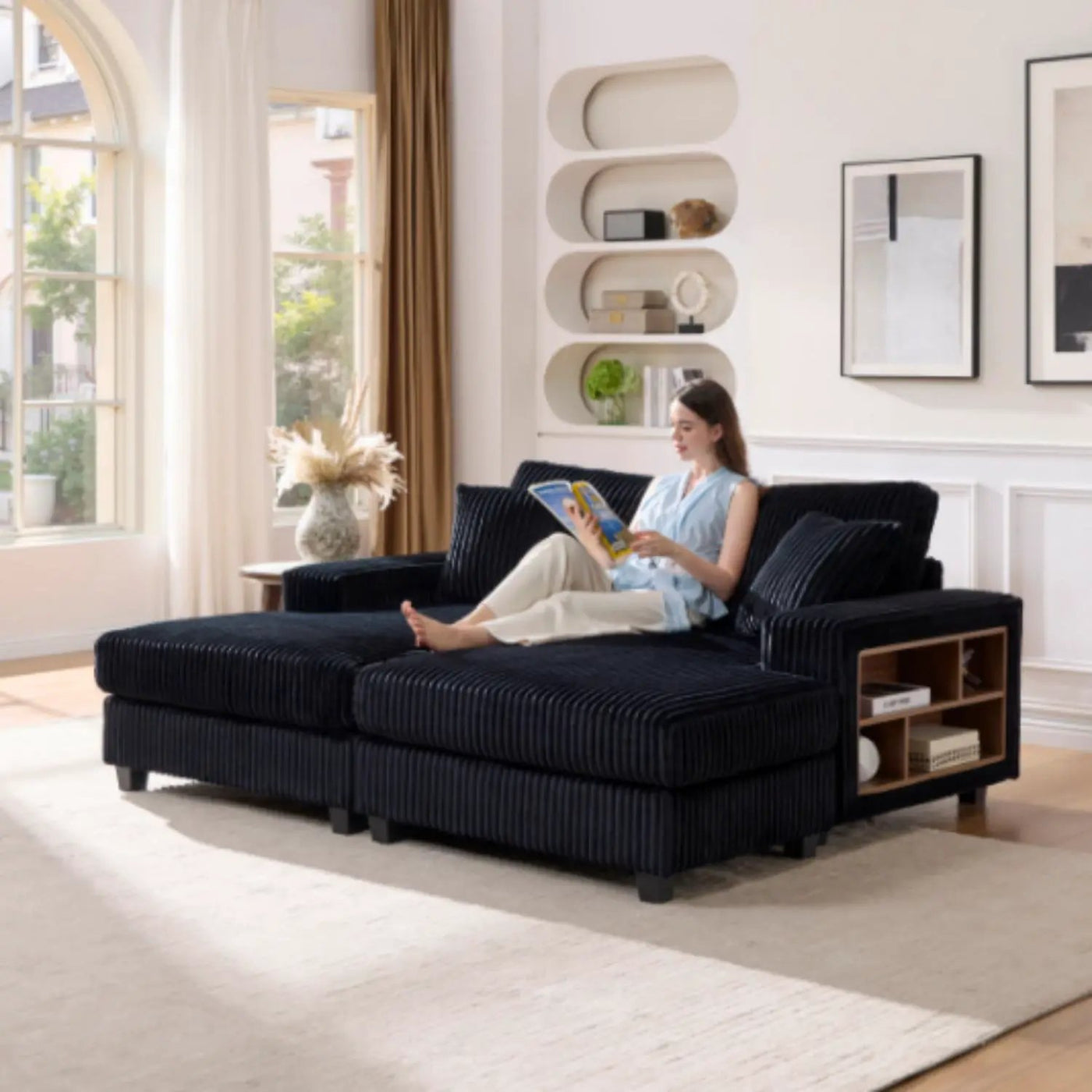 Convertible Sectional Sofa, Sleeper Oversized Living Room Lounge by Unique Piece Furniture