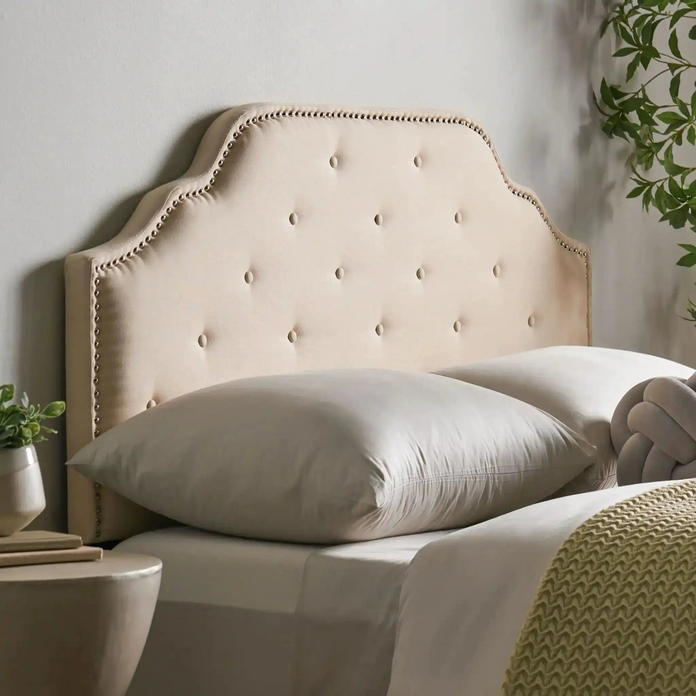 Luella Button Tufted Upholstered Headboard by HouseOfZazla