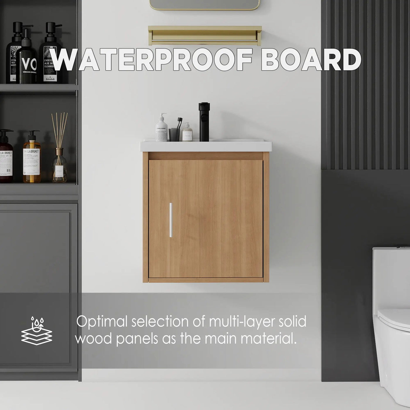 20 Inch Floating Bathroom Vanity with Sink, Soft-Close Door, Ceramic Sink, Plywood by HouseOfZazla