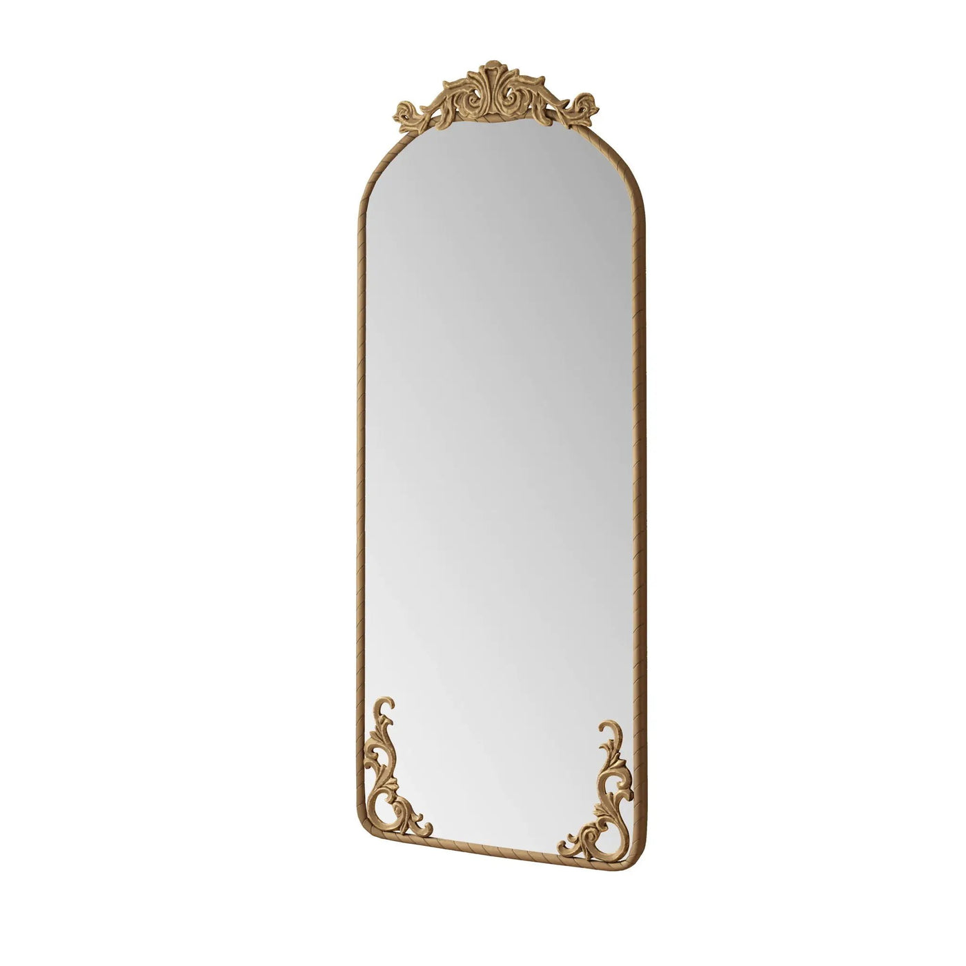 Full Body Arched Mirror With Vintage Carved Applique by HouseOfZazla
