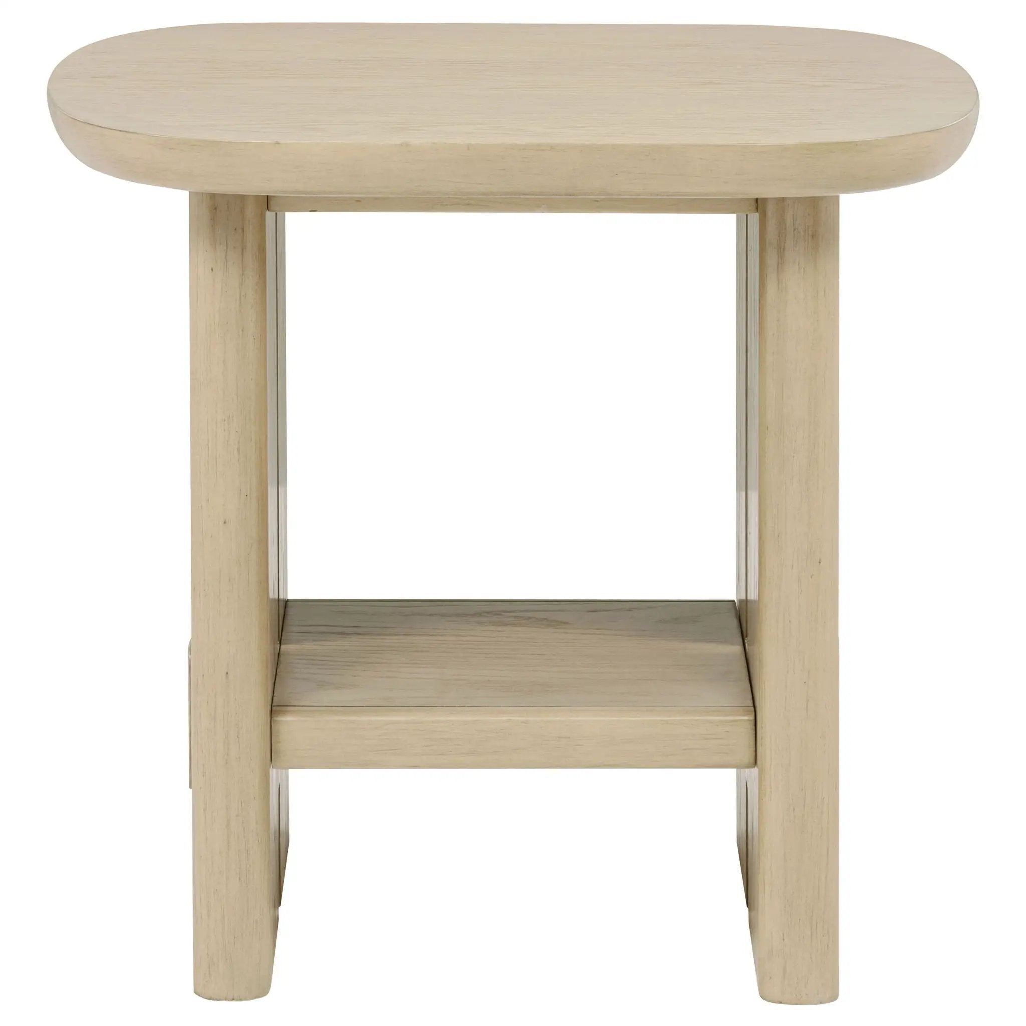 Kailani Coastal Square End Side Table with Shelf Beige Oak by Unique Piece Furniture