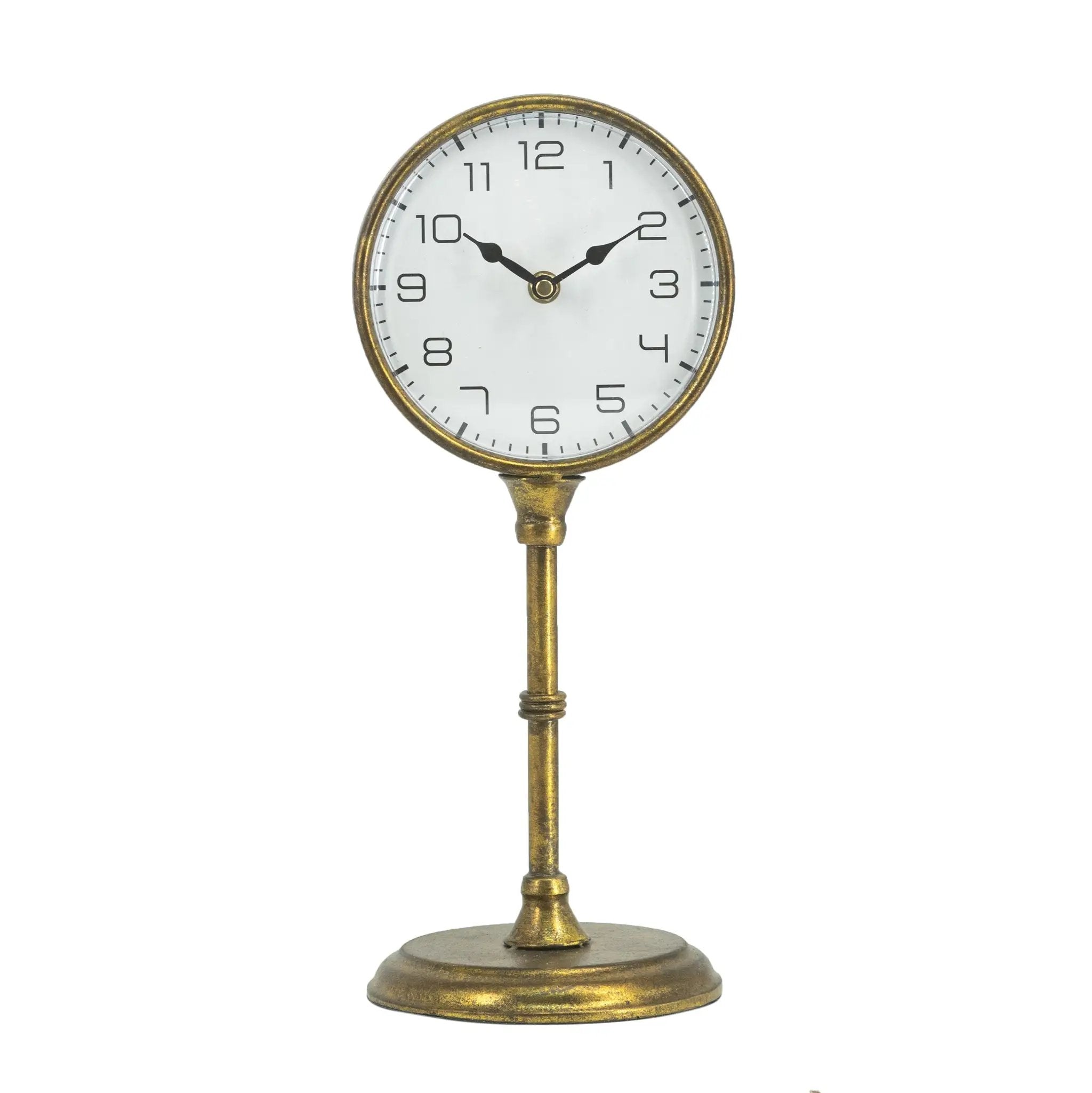6.5x5.9x15.2' Vintage Inspired Gold Iron Table Clock by HouseOfZazla