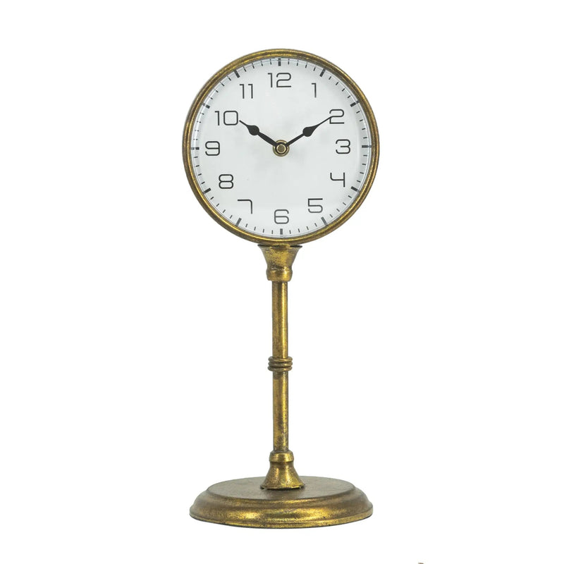 6.5x5.9x15.2' Vintage Inspired Gold Iron Table Clock by HouseOfZazla