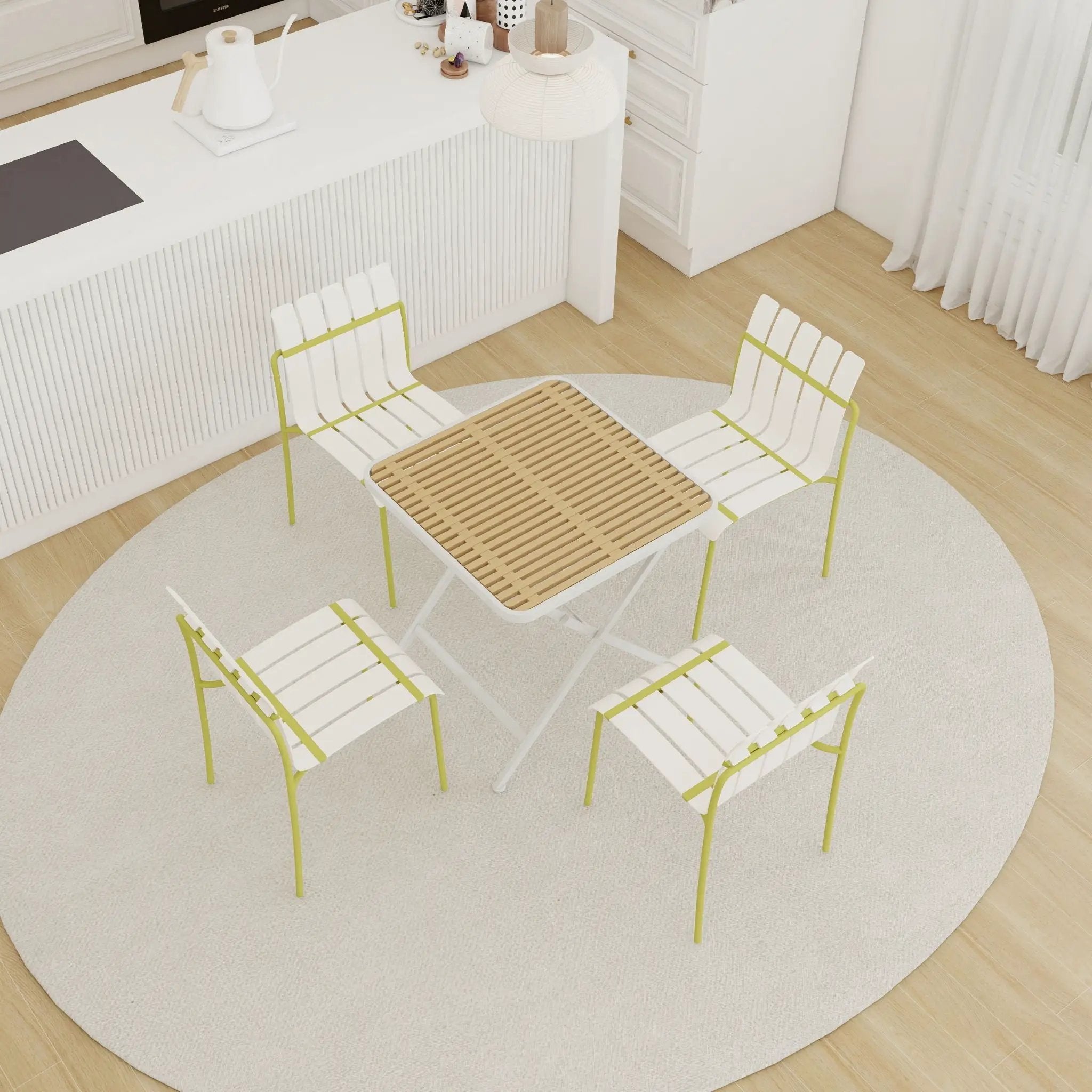 4 Piece Set Of Modern Color Block Designed Single Chairs With Folding Square Table by HouseOfZazla