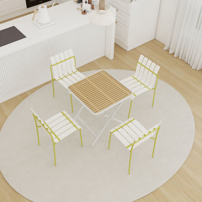 4 Piece Set Of Modern Color Block Designed Single Chairs With Folding Square Table by HouseOfZazla