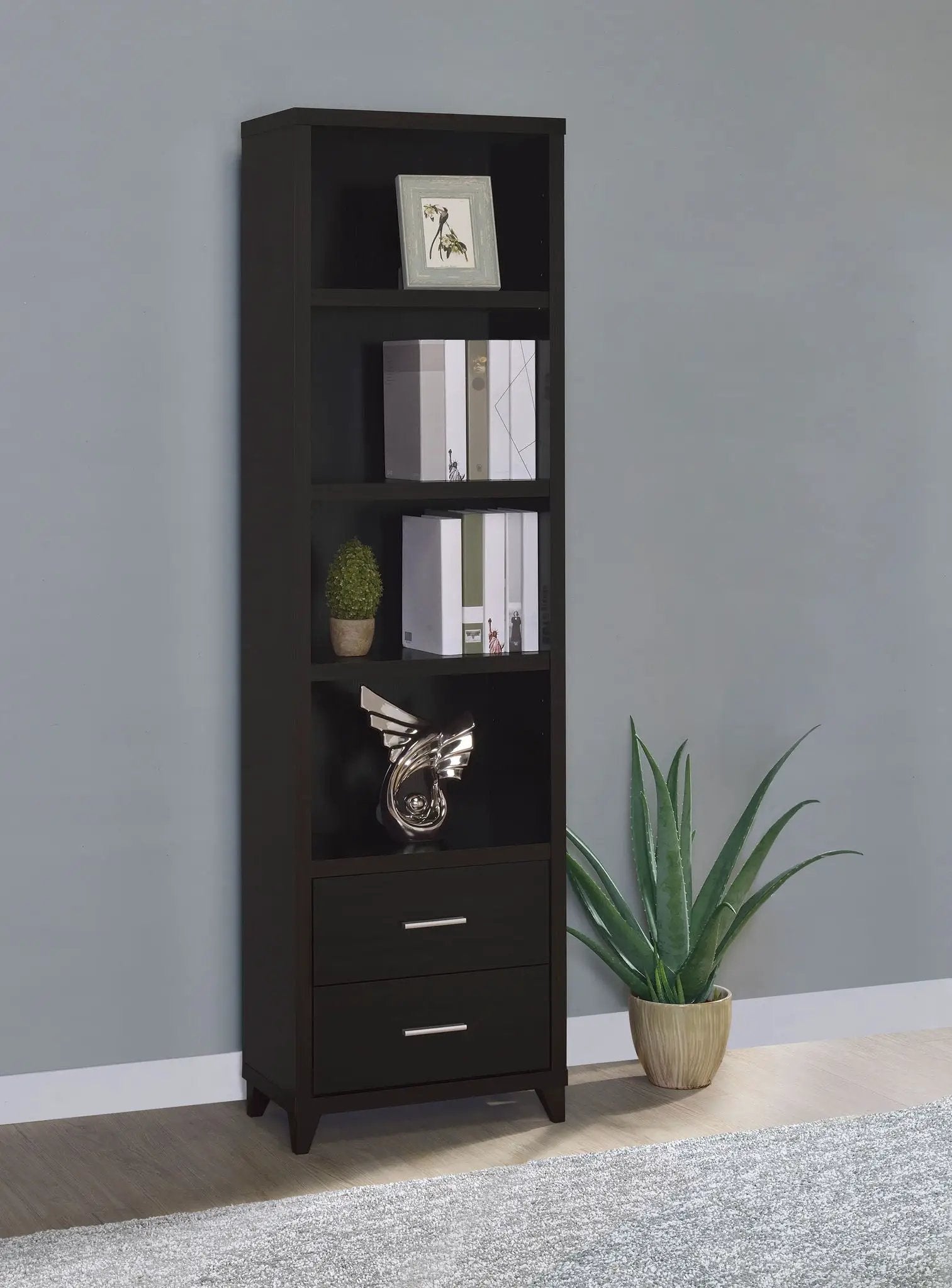 Lewes 4-shelf Engineered Wood Media Tower Cappuccino by Unique Piece Furniture