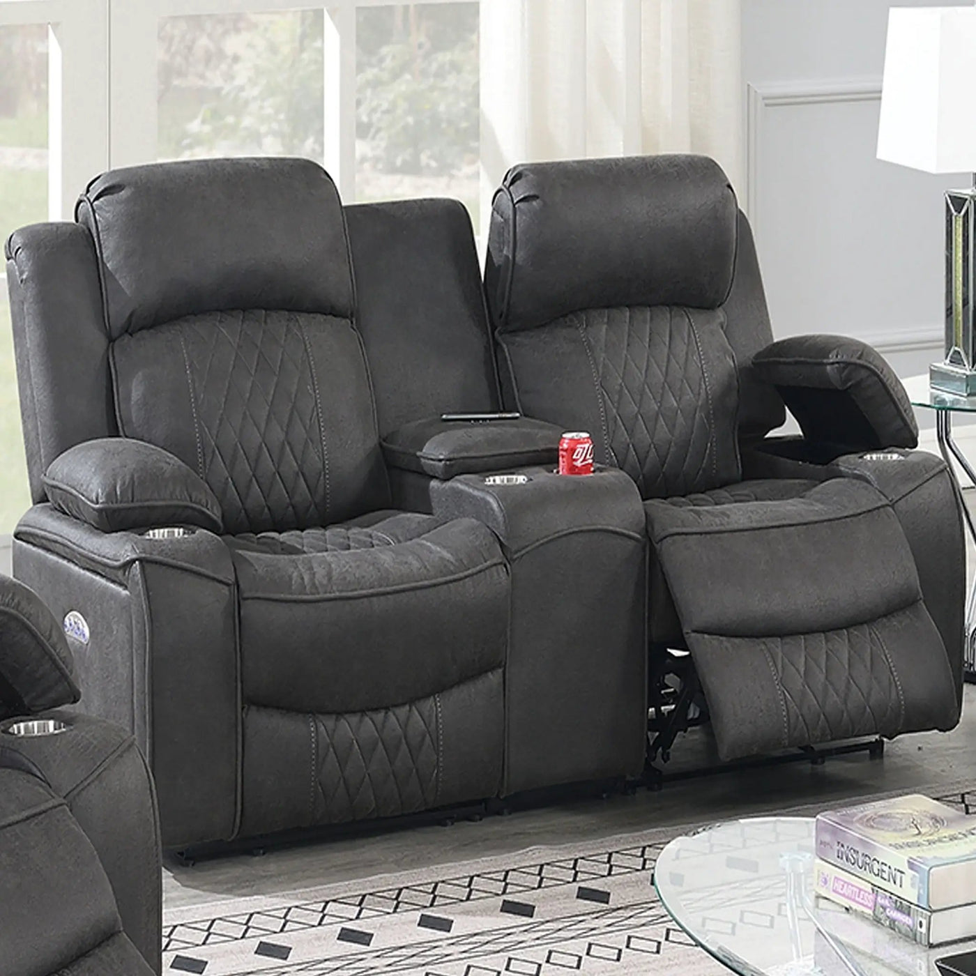 Power Motion Living Room Set With USB Port, Adjustable Headrest, Cup Holder by HouseOfZazla