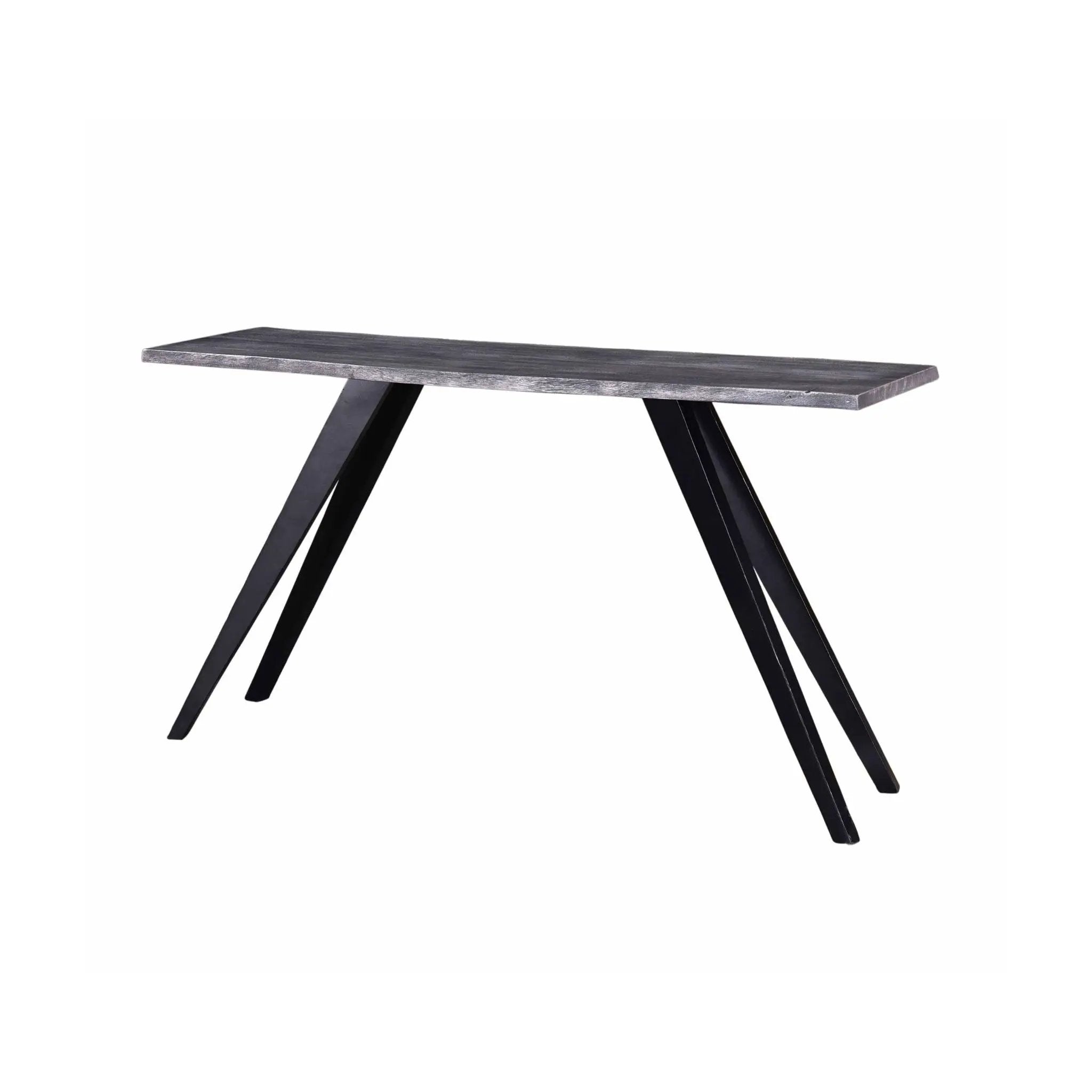 Acacia Wood And Metal Console Table, Live Edge, Angled Legs, Modern Living Room Furniture - Gray / Black by HouseOfZazla