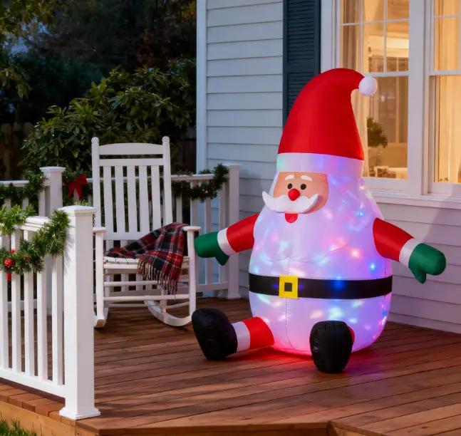 Inflatable Christmas Santa Claus with Rotating Magic Ball Light by HouseOfZazla