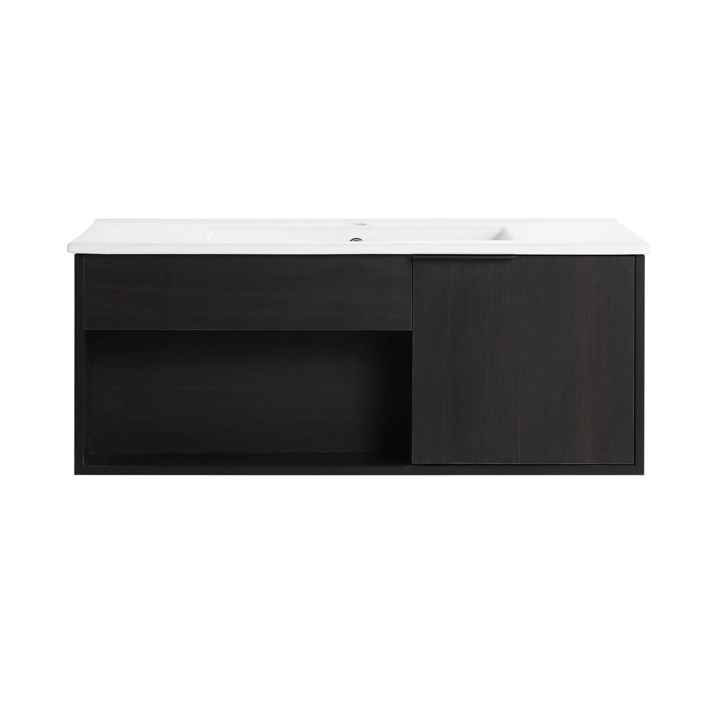 Wall Mounted Floating Bathroom Vanity With Open Shelf & Soft Close Door by HouseOfZazla
