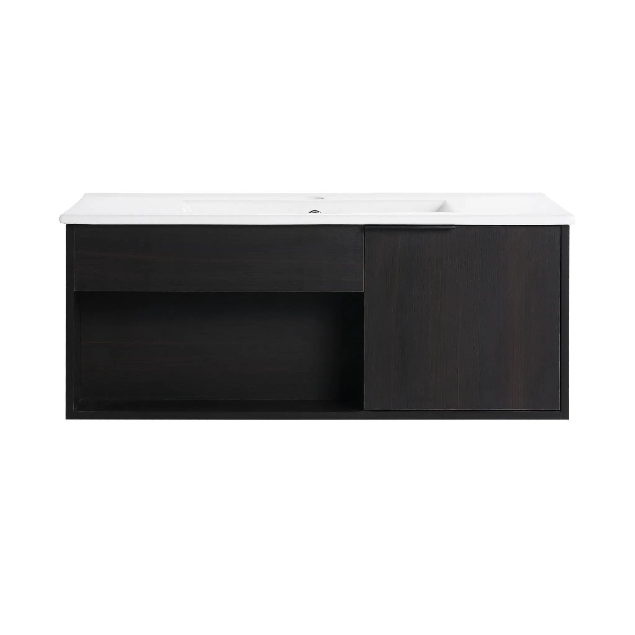 Wall Mounted Floating Bathroom Vanity With Open Shelf & Soft Close Door